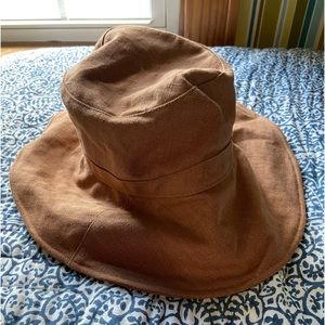 NWT Uniqlo Women UV protection wide brim hat linen brown